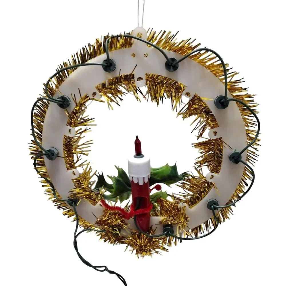 Vintage Christmas Beacon 18 Light Candle Wreath Flashing Lights with Box WORKING